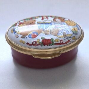 VTG Harrods 1987 Christmas Box Halcyon Days Enamels Limited Ed 182/200 Red Pill